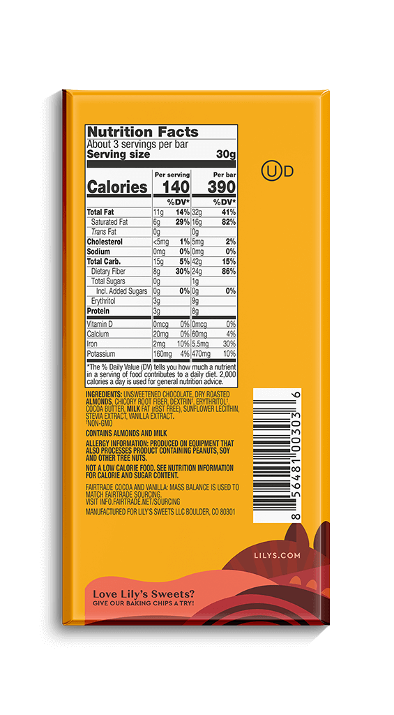 Lily's Sweets Almond Dark Chocolate Bar (85g) - Lifestyle Markets